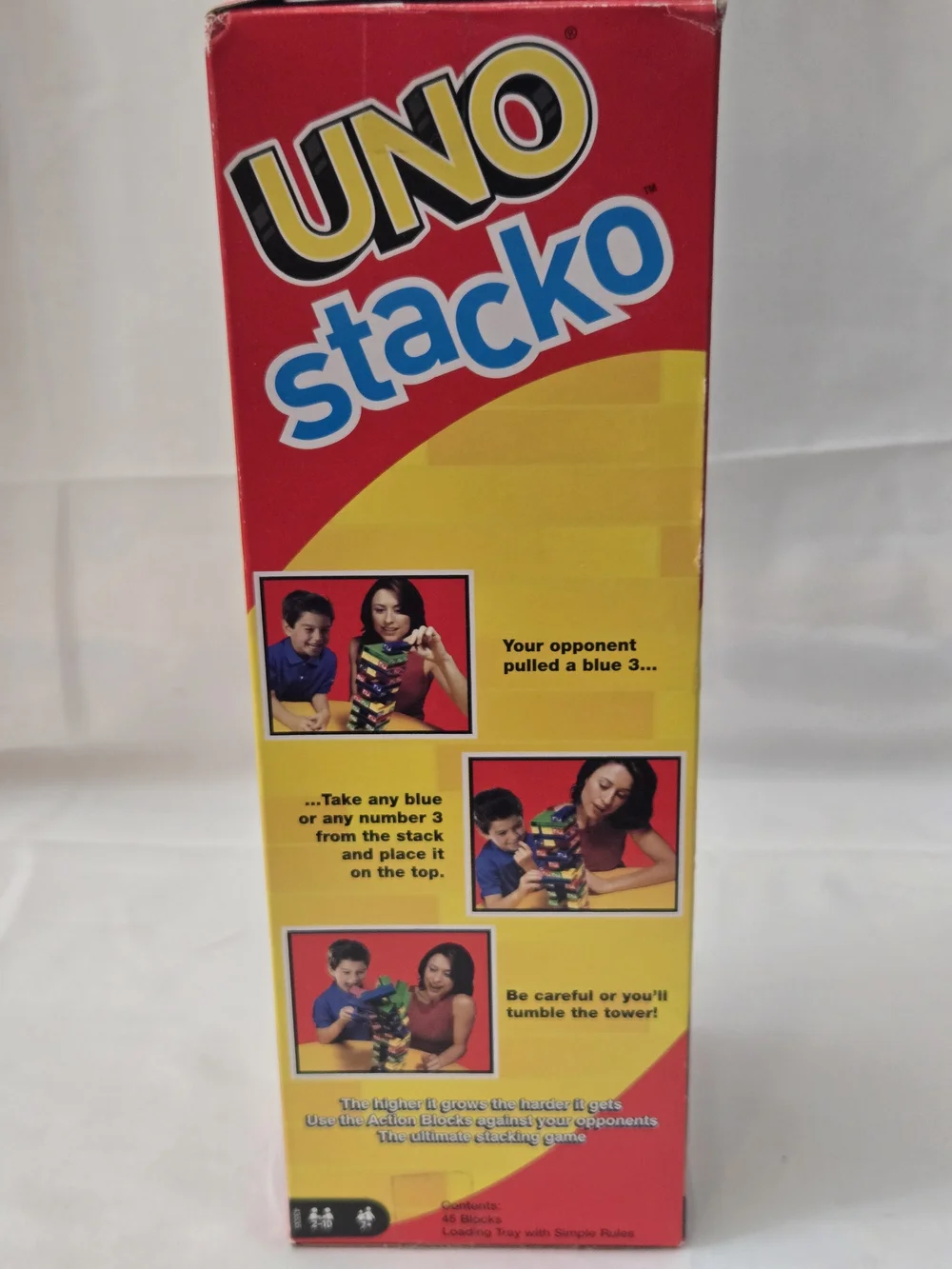 UNO Stacko Mattel 43535 Stacking Block Game NEW Open Box 45 Blocks Sealed